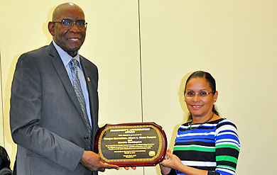 Nereida Washington, UVI director of Campus Operations on the Albert A. Sheen Campus of St. Croix and her entire staff were recognized for renovating, improving and enhancing the offices of the faculty on the Sheen Campus. 